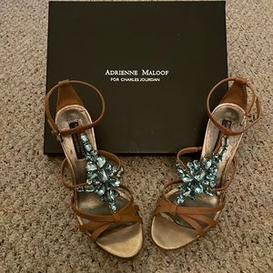 Adrienne Maloof for Charles Jourdan Venus T-Strap Platform Sandal with box